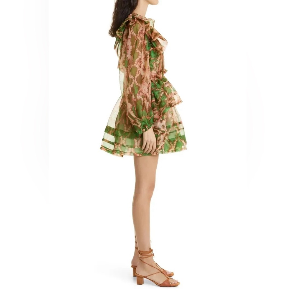 NWT Ulla Johnson Adelaide Silk Ruffles Mini Dress Serpentine Sz 6 Spring Summer - Picture 3 of 16